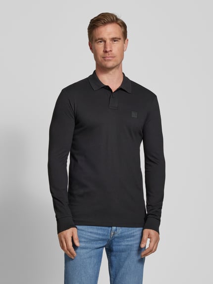 BOSS Orange Koszulka polo z detalem z logo Czarny 4