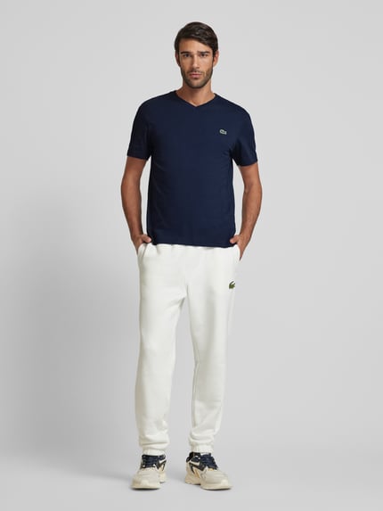 Lacoste T-Shirt mit Label-Stitching Modell 'Basic' Marine 1