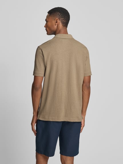 Marc O'Polo Regular Fit Poloshirt aus Baumwoll-Leinen-Mix Beige 5
