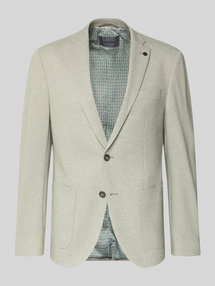 Produktfoto, Modern Fit 2-Knopf-Sakko mit Reverskragen von Pierre Cardin aus hellem Baumwoll-Mix, Stretch, feine Struktur, Eingrifftaschen, dezentes Label-Detail