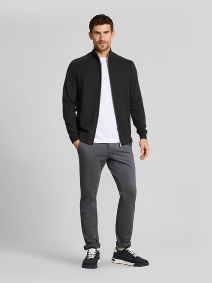 Tom Tailor Regular Fit Strickjacke aus reiner Baumwolle Dunkelgrau 1