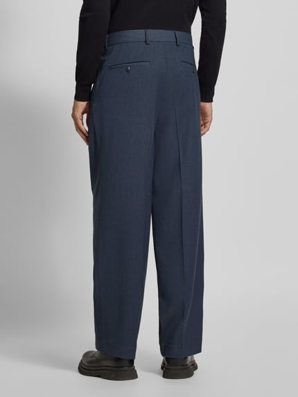 Scotch & Soda Straight fit stoffen broek met persplooien Donkerblauw - 5