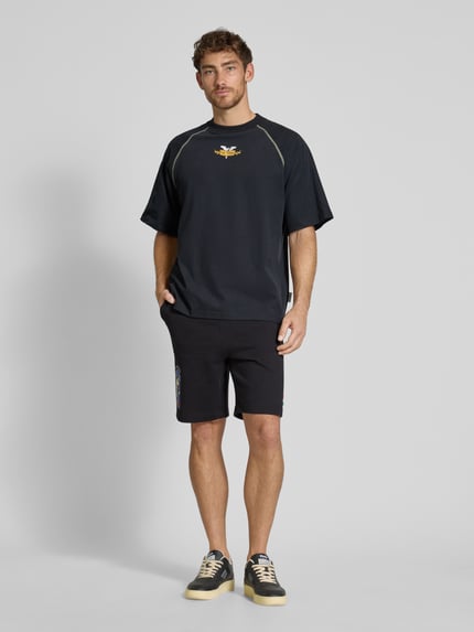 Carlo Colucci Sweatshorts mit Label-Print Black 1