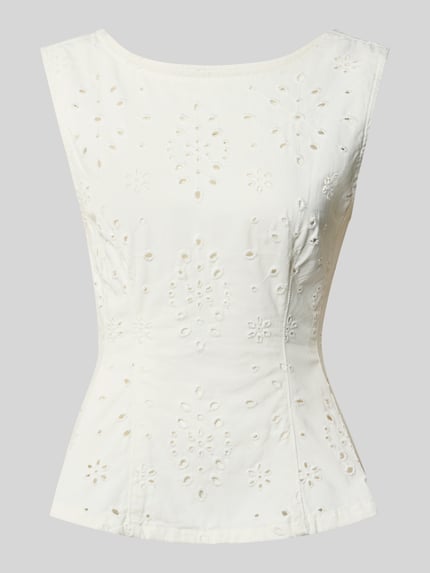 Bluse mit floralem Loch-Stitching Shop The Look MANNEQUINE