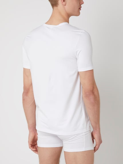 HANRO T-Shirt mit Label-Detail im 2er-Pack Modell 'Cotton Essentials' Weiss 4