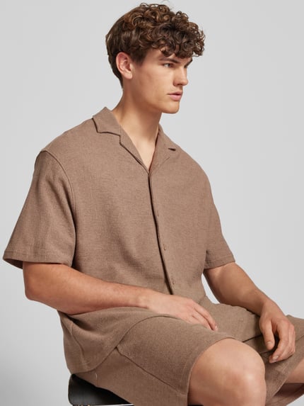 REVIEW Relaxed Fit Freizeithemd mit Strukturmuster Mud 3