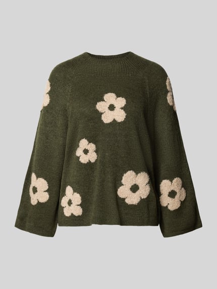 MORE & MORE Relaxed Fit Strickpullover mit Raglanärmeln Oliv 1
