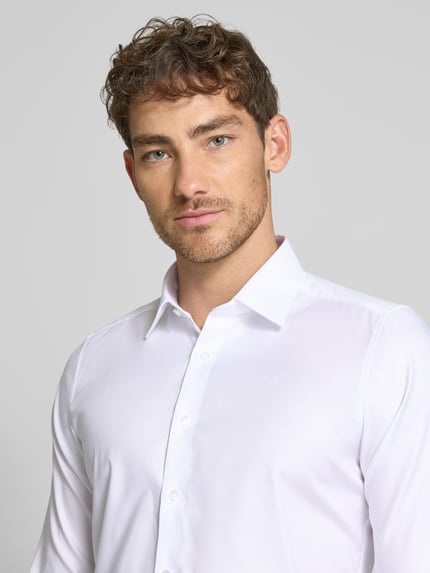 OLYMP Level 5 Koszula o kroju slim fit z tkaniny diagonalnej (twill) z bardzo długim rękawem Biały 3