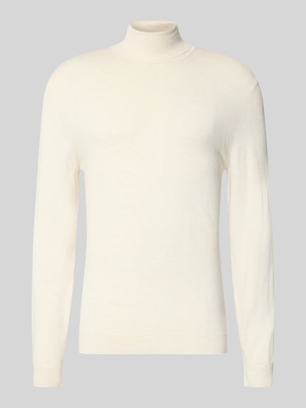 MCNEAL Slim Fit Rollkragenpullover aus Viskose-Mix Offwhite Melange 1
