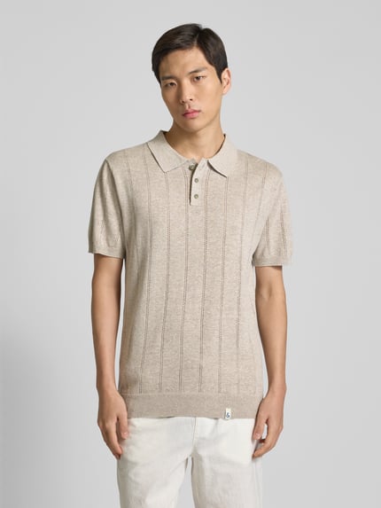 Colours & Sons Slim Fit Poloshirt mit Leinen-Anteil Beige 4