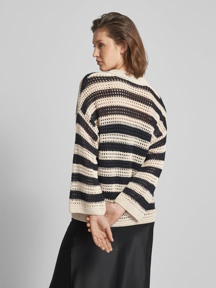 Smith and Soul Gebreide pullover met streepmotief Marineblauw - 5