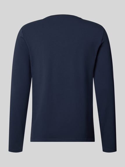 Produktfoto, Longsleeve mit Logo und Rundhalsausschnitt von JOOP! Collection aus dunkelblauem Baumwoll-Elasthan-Mix im Relaxed-Fit.