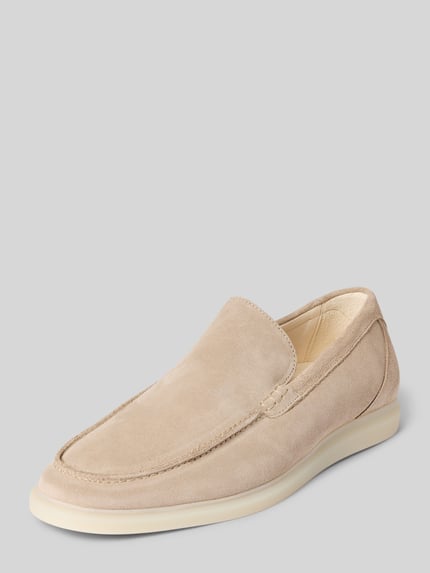 Produktfoto, Loafers aus Leder Modell 'Elia' von Henry Stevens, beżowa skóra, zaokrąglony nosek, wsuwane, obcas 2 cm, wysokość cholewki 7 cm, szerokość w rozmiarze 44: 12 cm