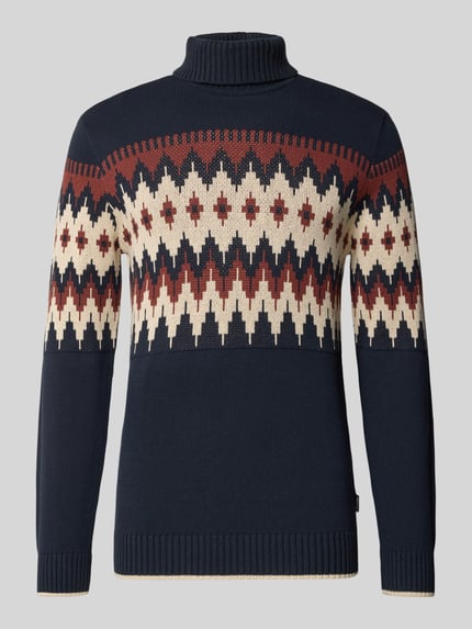 Blend Gebreide pullover met ribboorden, model 'BENJI' Donkerblauw - 2