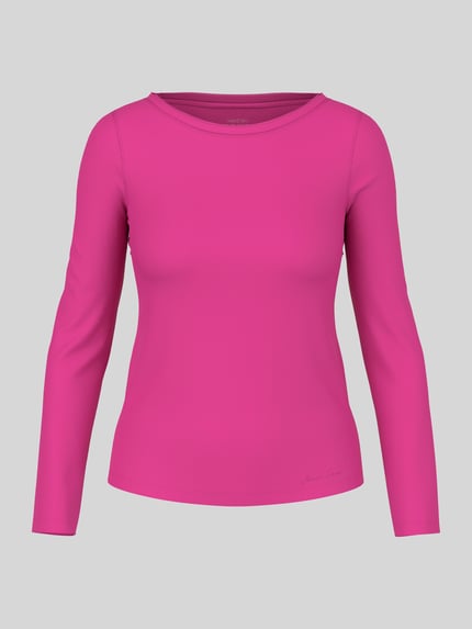 Marc Cain Slim Fit Langarmshirt aus Baumwoll-Mix Pink 2