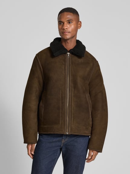 ANNARR Leren jack met ritssluiting, model 'ULFUR' Donkerbruin - 4