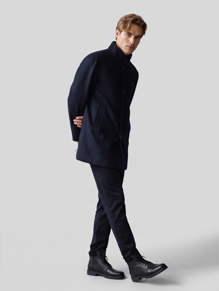 Strellson Regular Fit Kurzmantel aus Woll-Mix Dunkelblau 1