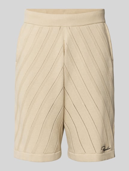 PEGADOR Relaxed Fit Strickshorts mit Label-Stitching Modell 'Canva' Offwhite 2