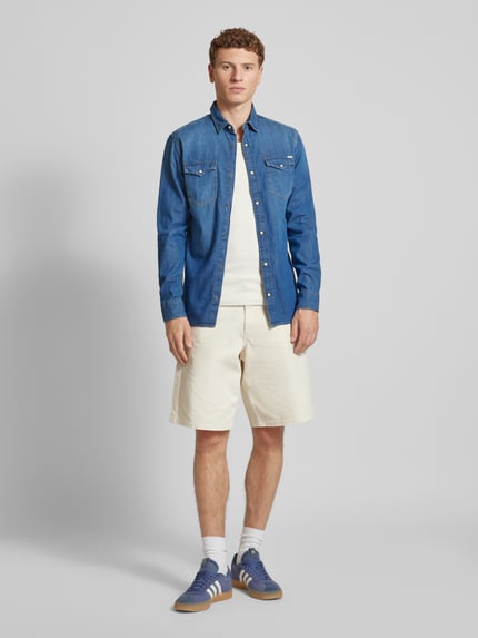JACK & JONES Slim fit vrijetijdsoverhemd met kentkraag, model 'ESHERIDAN'' Jeansblauw - 1