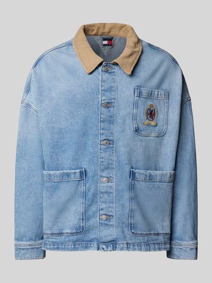 Tommy Jeans Relaxed Fit Jeansjacke mit Kontrast-Kragen Hellblau 2