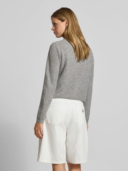 PIECES Strickjacke mit Woll-Anteil Modell 'SILLY' Mittelgrau Melange 5