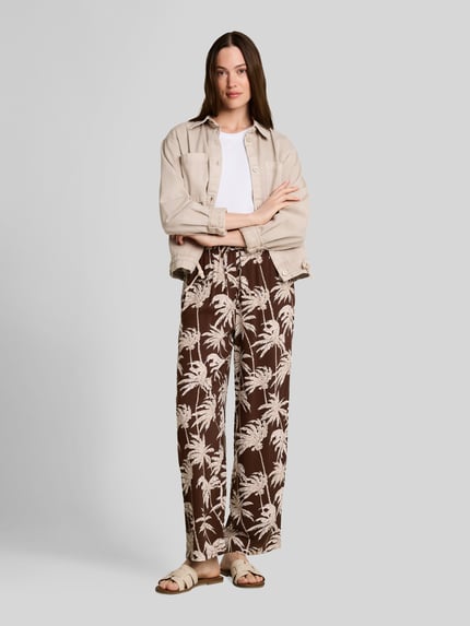Tom Tailor Denim Wide Leg Hose aus reiner Viskose Schoko Melange 1