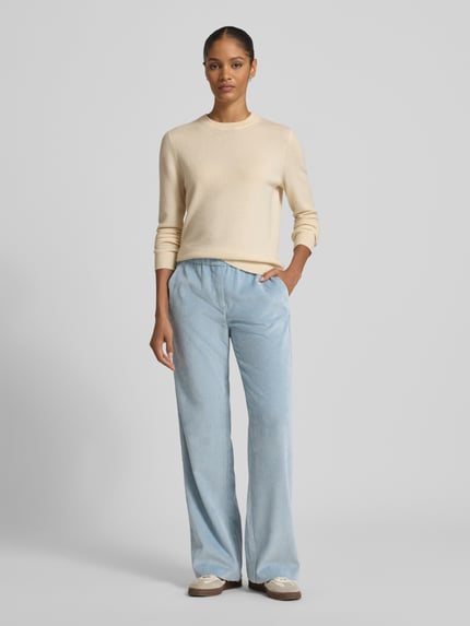 MAC Flared corduroy broek met paspelzakken aan de achterkant, model 'CHIARA' Lichtblauw - 1