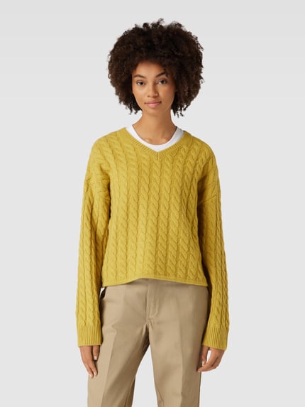 Levi's® Strickpullover mit Zopfmuster Modell 'RAE' Senf 4