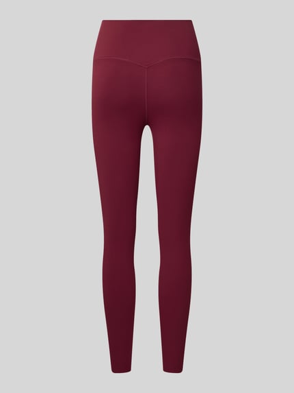 Produktfoto, Leggings mit Logo-Print Modell 'Sense' von aim'n in dunklem Rot, figurbetonter Schnitt, elastischer Bund, glatte Textur