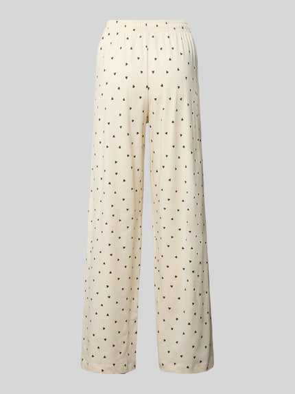 Produktfoto, Pyjama-Hose mit elastischem Bund von Jake*s Casual aus Reine Baumwolle im Relaxed-Fit und Allover-Look, creme mit kleinen schwarzen Punkten.