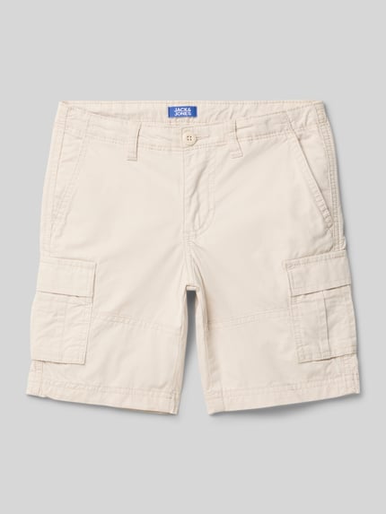 JACK & JONES Regular Fit Cargoshorts mit Label-Patch Modell 'BOWIE' Ecru 1