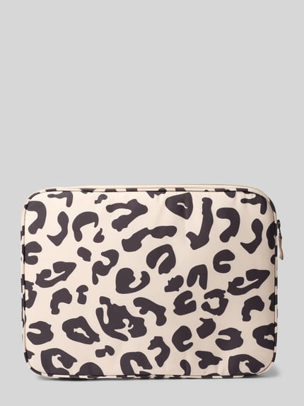 Produktfoto, Laptop-Tasche mit Logo-Print Modell 'Puffy' van Studio Noos met all-over dierenprint, hoofvak met ritssluiting, gestikt logo