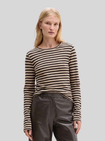 Marc O'Polo Langarmshirt mit Rollsaum-Akzent Anthrazit 4