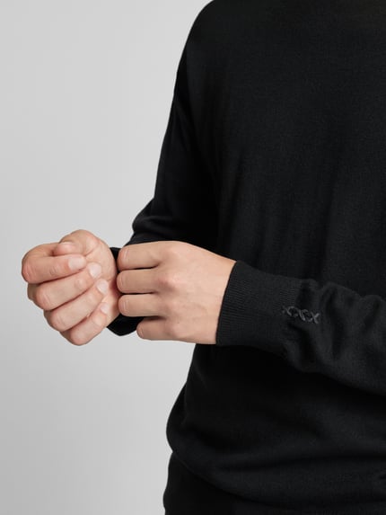 Scotch & Soda Sweter z dzianiny krój regular fit z dodatkiem wełny model „CORE” Czarny 3
