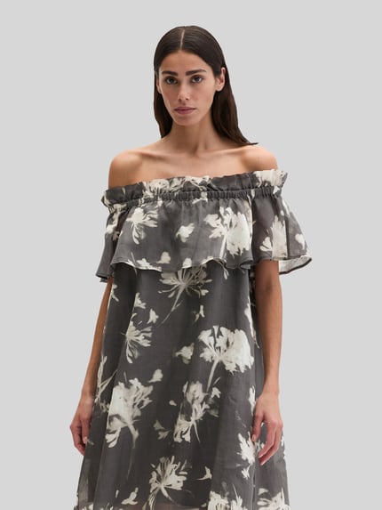 Marc O'Polo Knielanges Freizeitkleid mit Volants Mittelgrau 1