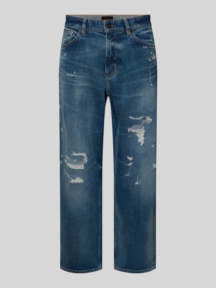 BOSS Orange Relaxed Fit Jeans aus Baumwoll-Mix Modell 'ARLO_CROPPED' Dunkelblau 2