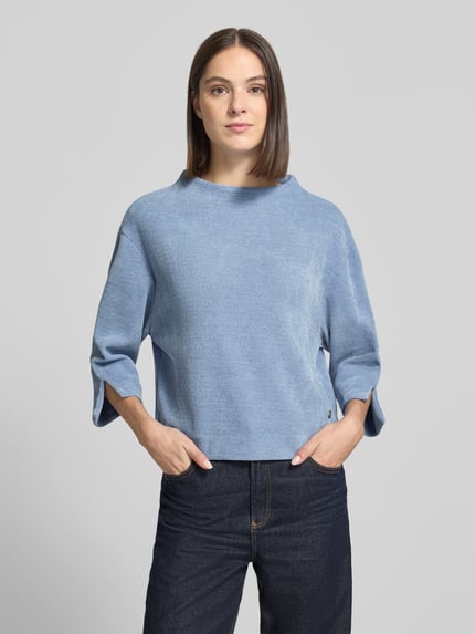 ZABAIONE Relaxed Fit Strickpullover mit Stehkragen Blau 4