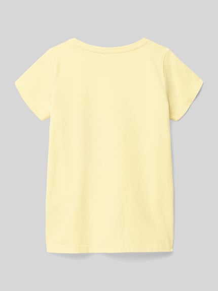 Productfoto, A-lijn T-shirt van pure katoen van s.Oliver RED LABEL, uni geel, korte mouw, jersey textuur, ronde hals, kindermodel