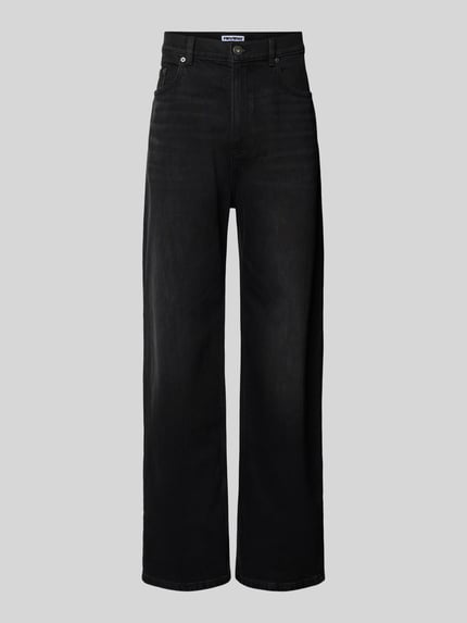High Waist Baggy Jeans mit Label-Patch Shop The Look MANNEQUINE