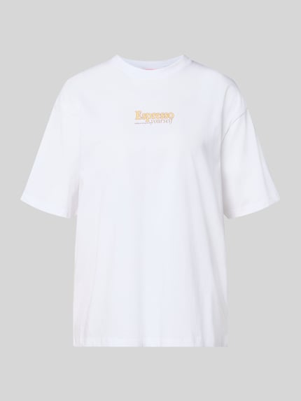 Productfoto, wit T-shirt uit katoen model 'LATTE' van JJXX, loose fit, ronde hals, lengte achterzijde maat S 65 cm