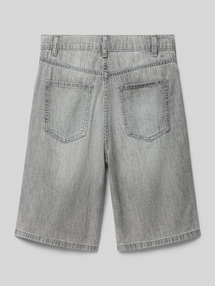 Produktfoto, Slim Fit Bermudas aus reiner Baumwolle von s.Oliver RED LABEL in grauer Denim-Optik, zwei Gesäßtaschen, strukturierte Oberfläche