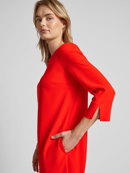 windsor. Knielanges Kleid in unifarbenem Design mit 3/4-Arm Rot 3
