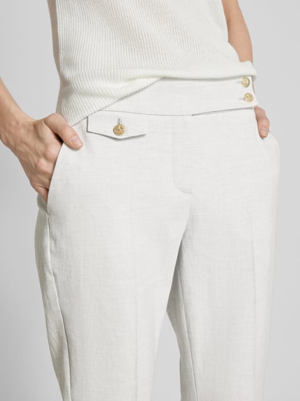 SEDUCTIVE Slim Fit Leinenhose mit Bügelfalten Modell 'INEZ' Hellgrau 3