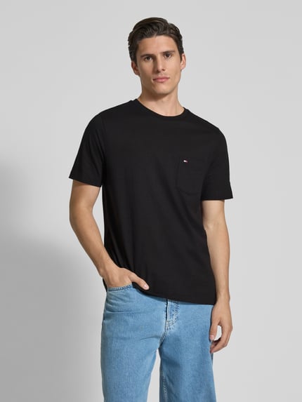 Tommy Hilfiger T-shirt o kroju regular fit z czystej bawełny Czarny 4