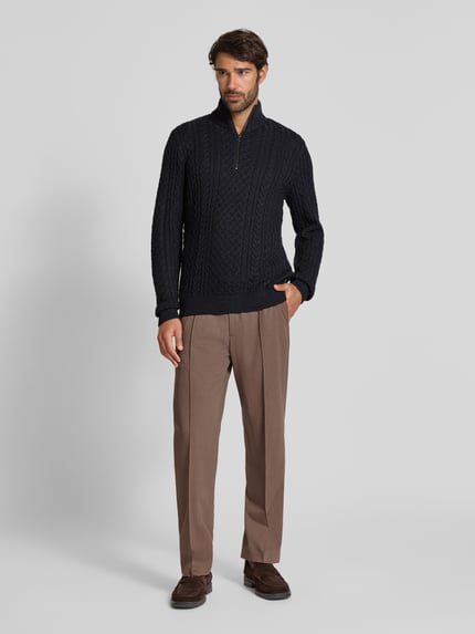 JACK & JONES Premium Gebreide pullover met ribboorden, model 'BLUSEAN' Marineblauw - 1