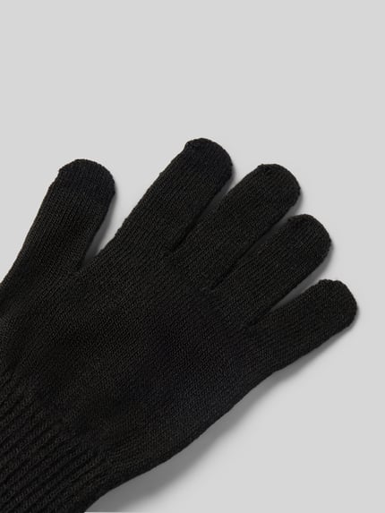 Produktfoto, schwarze Handschuhe mit Touchscreen Funktion Modell 'PCNEW BUDDY' von PIECES, unifarben, Strukturmuster, gestricktes Material