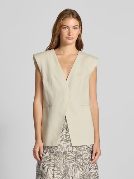 LeGer Weste aus Leinen-Viskose-Mix mit Paspeltaschen Modell 'Frej' Beige 4