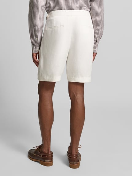 BOSS Tapered Fit Shorts aus reinem Leinen Modell 'PERIN' Weiss 5