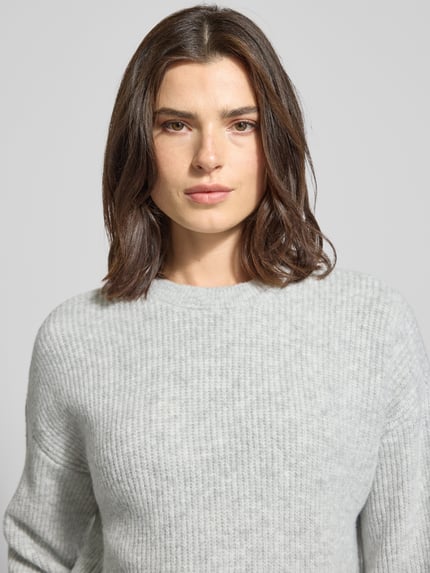VILA Strickpullover mit Rundhalsausschnitt Modell 'KACHEL' Hellgrau 3