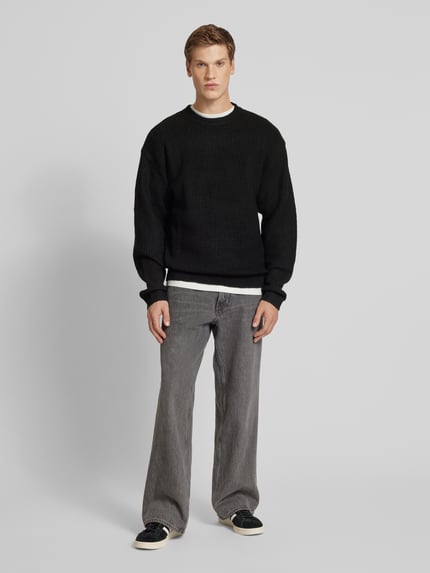 JACK & JONES Gebreide pullover met structuurmotief, model 'OLLIE' Zwart - 1